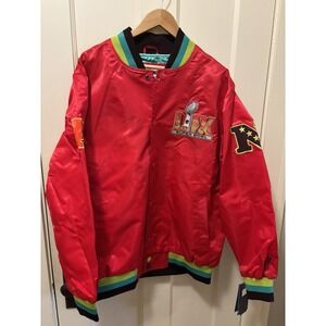 Mens Large Starter Bomber Super Bowl 59 LIX Jacket Red/Fuscia NFL New Orleans
